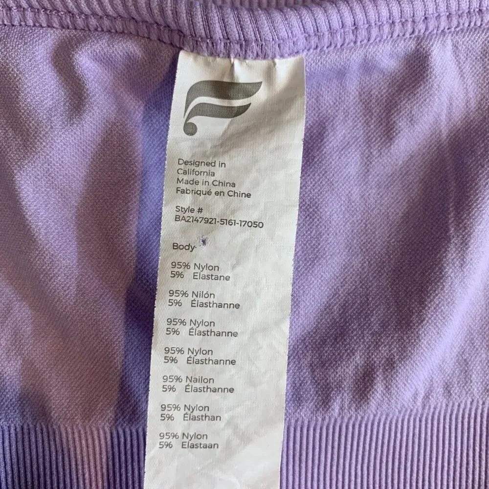 Fabletics Sports Bra Womens L‎ Large Lavender Jas Seamless Ribbed Square Neck